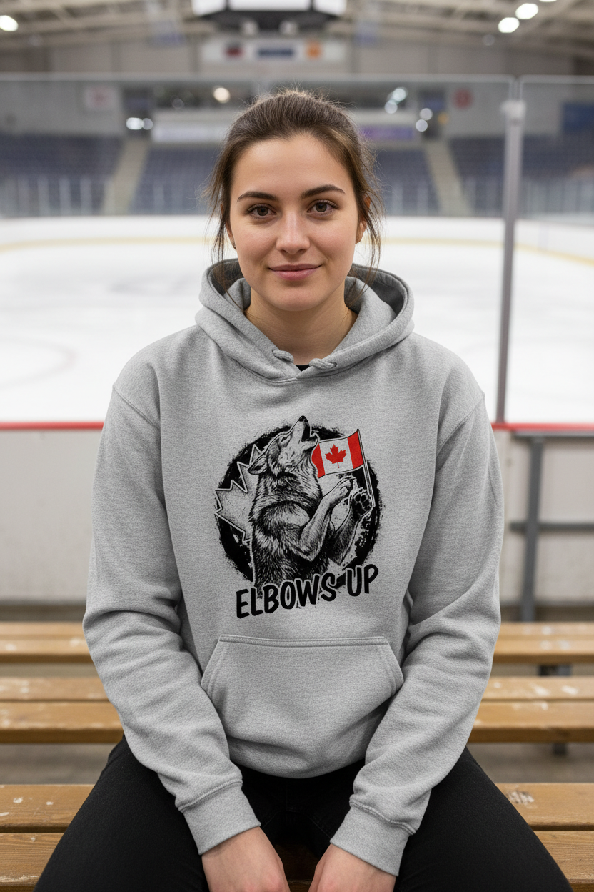 Sport Grey Hoodie - Woman at Hockey Rink
