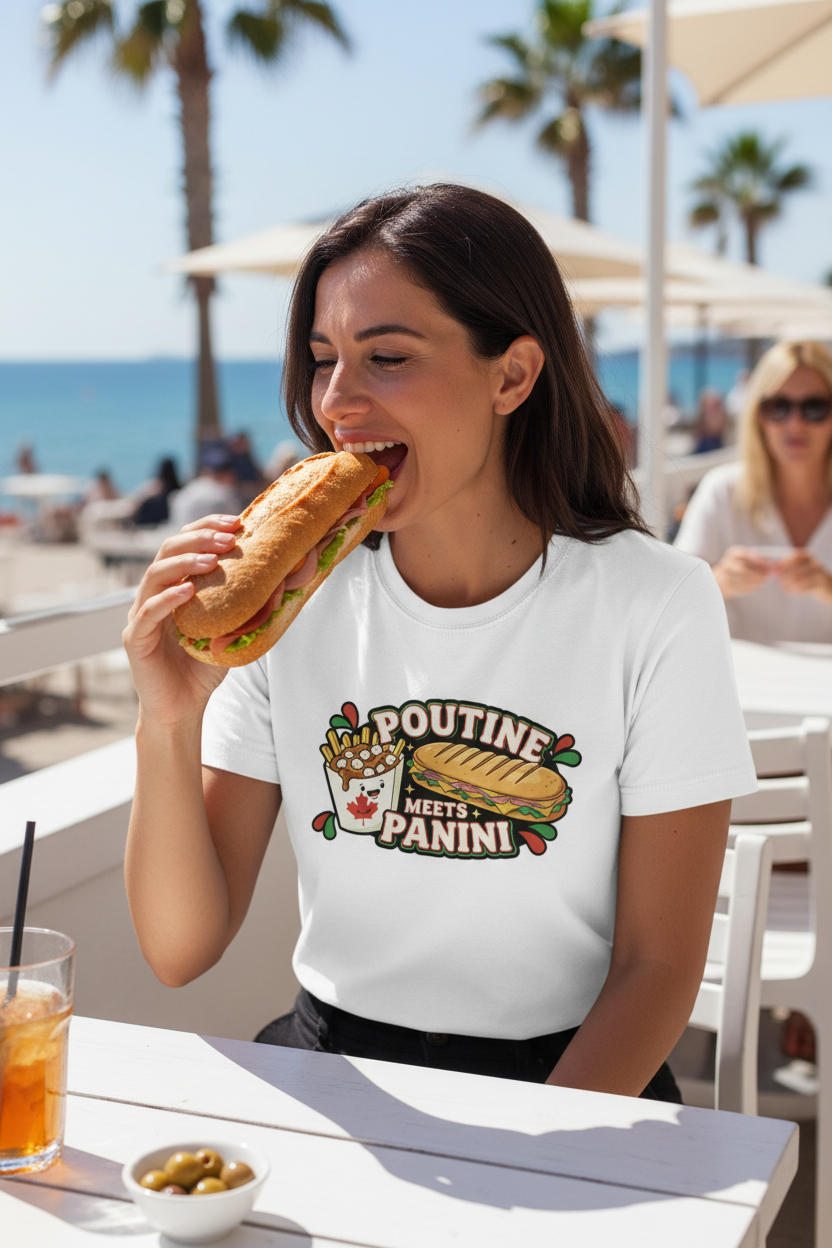 White Poutine Meets Panini shirt in Italy