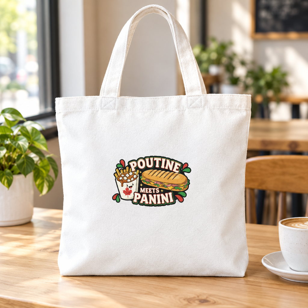 White Poutine Meets Panini tote bag